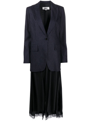 

Layered-slip pinstripe blazer, MM6 Maison Margiela Layered-slip pinstripe blazer