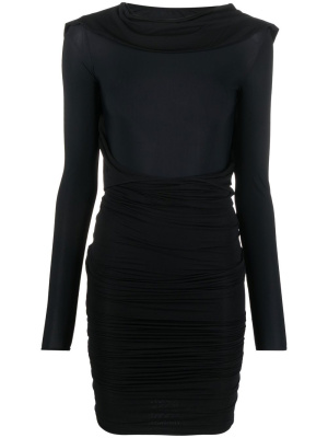 

Long-sleeve ruched dress, MM6 Maison Margiela Long-sleeve ruched dress