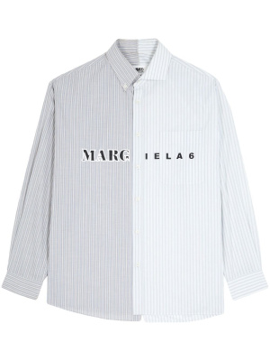 

Logo-print asymmetric shirt, MM6 Maison Margiela Logo-print asymmetric shirt