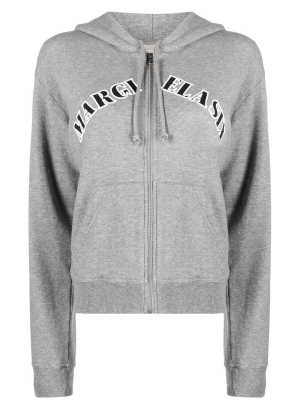 

Appliqué logo zip-up hoodie, MM6 Maison Margiela Appliqué logo zip-up hoodie