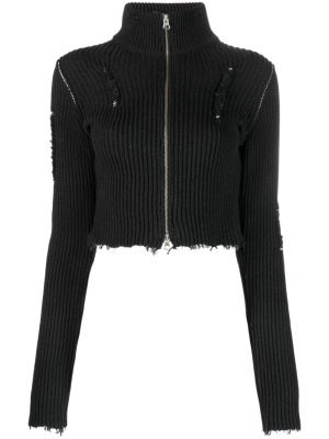 

Zip-up knitted cardigan, MM6 Maison Margiela Zip-up knitted cardigan