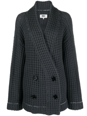 

Waffle-knit double-breasted cardigan, MM6 Maison Margiela Waffle-knit double-breasted cardigan