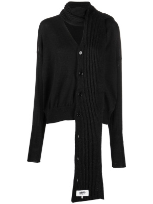 

Scarf-detail knit cardigan, MM6 Maison Margiela Scarf-detail knit cardigan