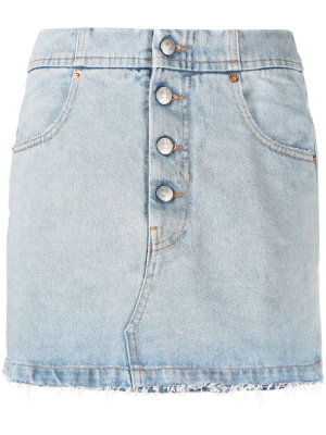 

Raw-edge denim mini skirt, MM6 Maison Margiela Raw-edge denim mini skirt