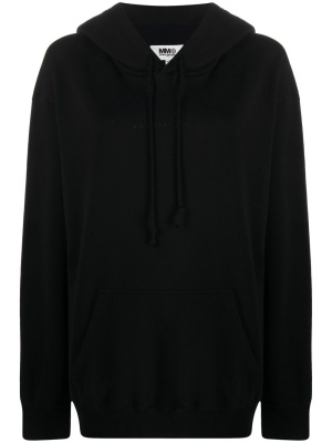 

Logo-embroidered drawstring hoodie, MM6 Maison Margiela Logo-embroidered drawstring hoodie