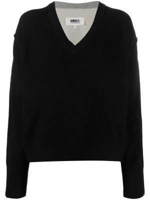 

Two-tone V-neck jumper, MM6 Maison Margiela Two-tone V-neck jumper