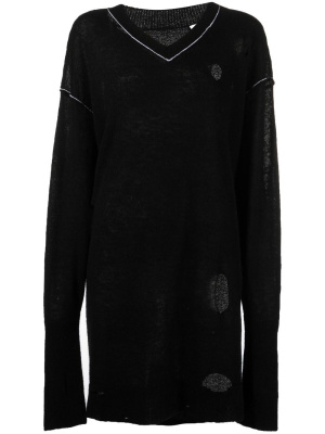 

Distressed V-neck jumper, MM6 Maison Margiela Distressed V-neck jumper