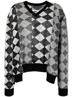 

V-neck argyle jumper, MM6 Maison Margiela V-neck argyle jumper