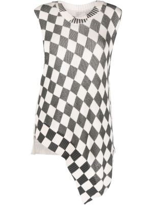 

Checkerboard-print knitted top, MM6 Maison Margiela Checkerboard-print knitted top