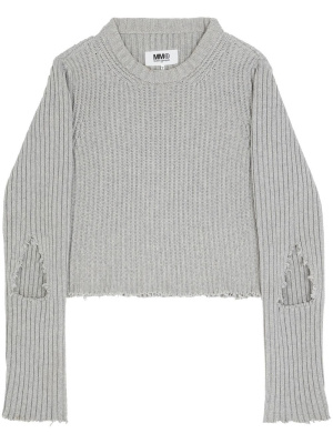 

Ripped-detail ribbed jumper, MM6 Maison Margiela Ripped-detail ribbed jumper