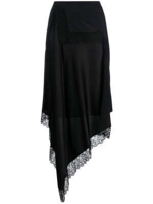 

Asymmetric lace-trim skirt, MM6 Maison Margiela Asymmetric lace-trim skirt
