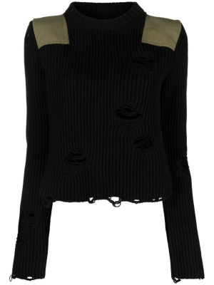 

Distressed ribbed jumper, MM6 Maison Margiela Distressed ribbed jumper
