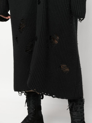 

Distressed knitted cardi-coat, MM6 Maison Margiela Distressed knitted cardi-coat