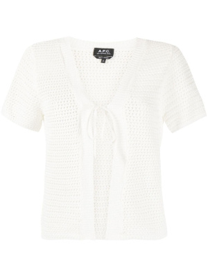 

Short-sleeve tie-front cardigan, A.P.C. Short-sleeve tie-front cardigan