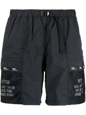 

Text-print belted-waist shorts, WTAPS Text-print belted-waist shorts