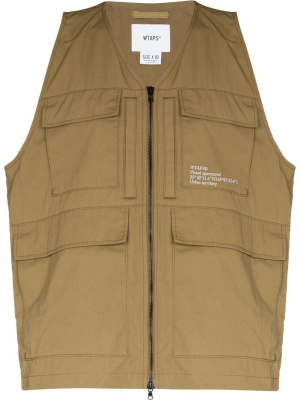 

Logo-print zip-up gilet, WTAPS Logo-print zip-up gilet