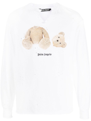 

Bear-print distressed-effect T-shirt, Palm Angels Bear-print distressed-effect T-shirt
