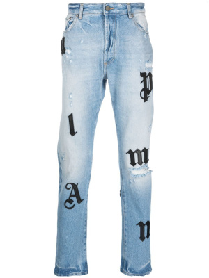 

Logo-patches straight-leg jeans, Palm Angels Logo-patches straight-leg jeans