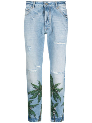 

Palm Tree-print slim-fit jeans, Palm Angels Palm Tree-print slim-fit jeans