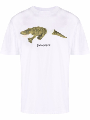 

Crocodile-print cotton T-shirt, Palm Angels Crocodile-print cotton T-shirt