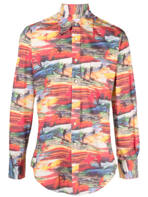 

Sunset-print cotton shirt, ERL Sunset-print cotton shirt