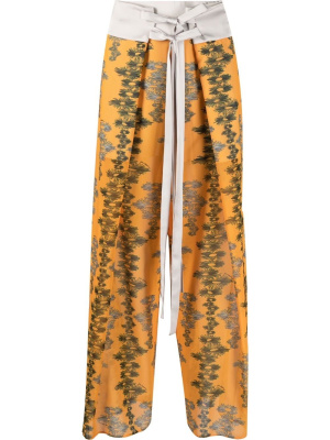 

Floral-print tie-waist palazzo trousers, Kiko Kostadinov Floral-print tie-waist palazzo trousers