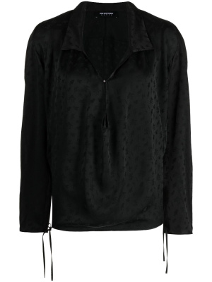

Floral-print V-neck drawstring blouse, Kiko Kostadinov Floral-print V-neck drawstring blouse