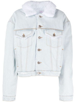 

Faux-fur collared denim jacket, ERL Faux-fur collared denim jacket