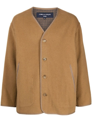 

V-neck button-down jacket, Comme Des Garçons Homme V-neck button-down jacket