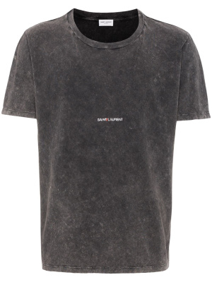 

Logo-print distressed-effect T-shirt, Saint Laurent Logo-print distressed-effect T-shirt