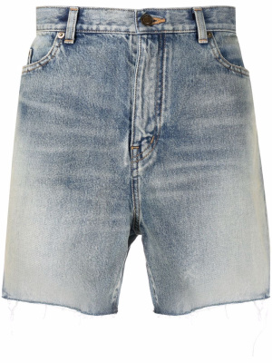 

Raw-edge cotton denim shorts, Saint Laurent Raw-edge cotton denim shorts