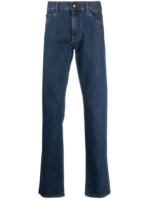 

Logo-patch straight-leg trousers, Canali Logo-patch straight-leg trousers
