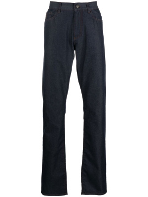 

Logo-patch straight-leg jeans, Canali Logo-patch straight-leg jeans