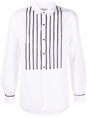 

Contrasting lace-detail shirt, Saint Laurent Contrasting lace-detail shirt