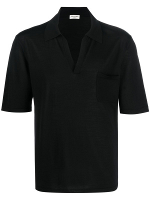 

Spread-collar wool polo-shirt, Saint Laurent Spread-collar wool polo-shirt