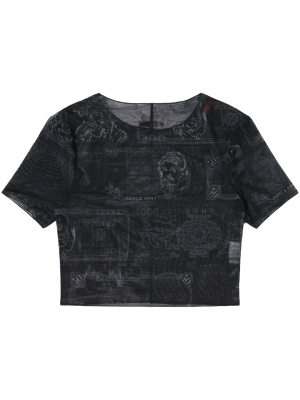 

Currency-print mesh T-shirt, Heron Preston Currency-print mesh T-shirt