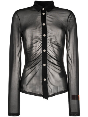 

Georgette ruched long-sleeve shirt, Heron Preston Georgette ruched long-sleeve shirt