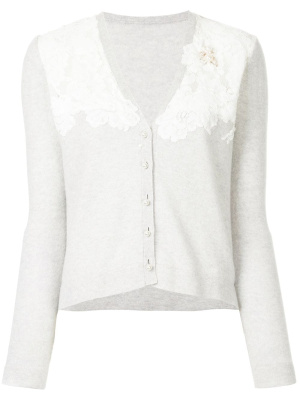 

Floral lace patch V-neck cardigan, Onefifteen Floral lace patch V-neck cardigan