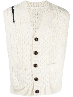 

Cable-knit zip-detail gilet, Takahiromiyashita The Soloist Cable-knit zip-detail gilet