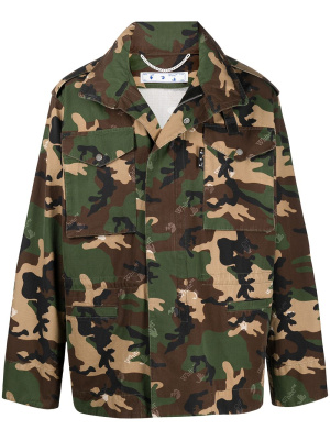 

Camouflage-print zip-up bomber jacket, Off-White Camouflage-print zip-up bomber jacket