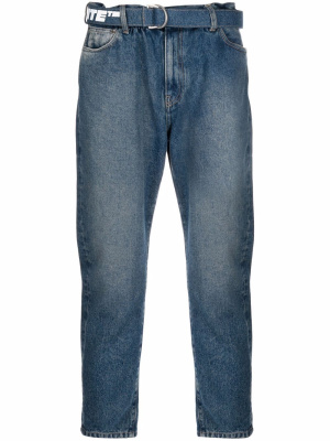 

Logo-print belt cropped jeans, Off-White Logo-print belt cropped jeans
