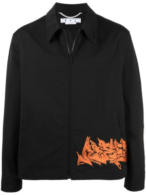 

Embroidered motif zipped jacket, Off-White Embroidered motif zipped jacket