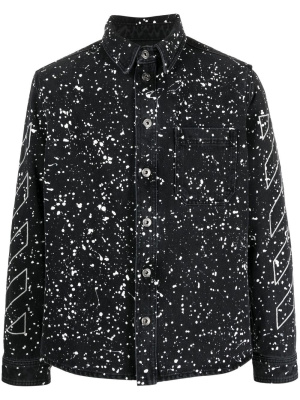 

Diag-stripe paint-splatter denim shirt, Off-White Diag-stripe paint-splatter denim shirt