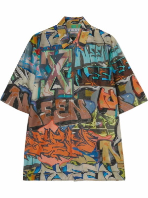 

Graffiti-print short-sleeved shirt, Off-White Graffiti-print short-sleeved shirt