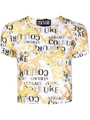 

Barocco-print cropped T-shirt, Versace Jeans Couture Barocco-print cropped T-shirt