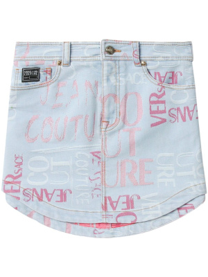 

Logo-embroidered high-waisted skirt, Versace Jeans Couture Logo-embroidered high-waisted skirt