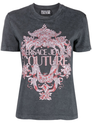 

Embellished baroque-print T-shirt, Versace Jeans Couture Embellished baroque-print T-shirt