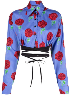 

Floral-print cropped blouse, Versace Jeans Couture Floral-print cropped blouse
