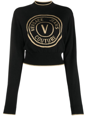 

Long-sleeve logo-print cropped top, Versace Jeans Couture Long-sleeve logo-print cropped top