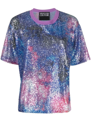 

Sequin-embellished short-sleeved T-shirt, Versace Jeans Couture Sequin-embellished short-sleeved T-shirt
